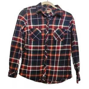Natural Reflections Button Up Flannel Shirt Top Collared Size Medium